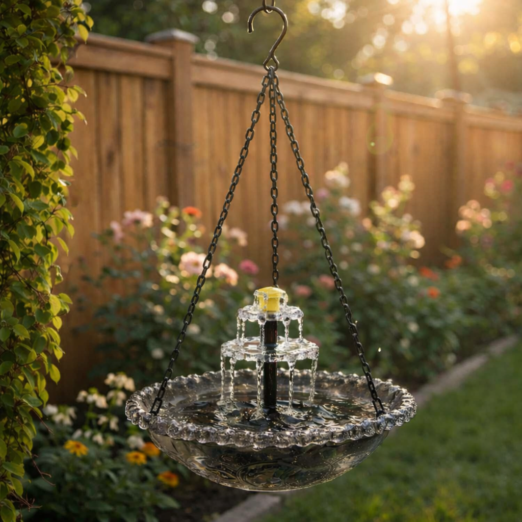 Solar Cascade Hanging Birdbath Fountain