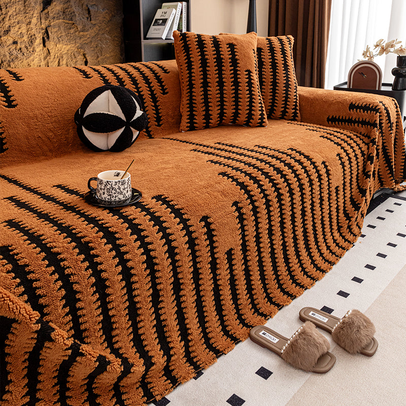 🛋️ ✨ Plush Sofa Throw - Extra Thick & Non-Slip Blanket with Elastic Edges 🍂❄️