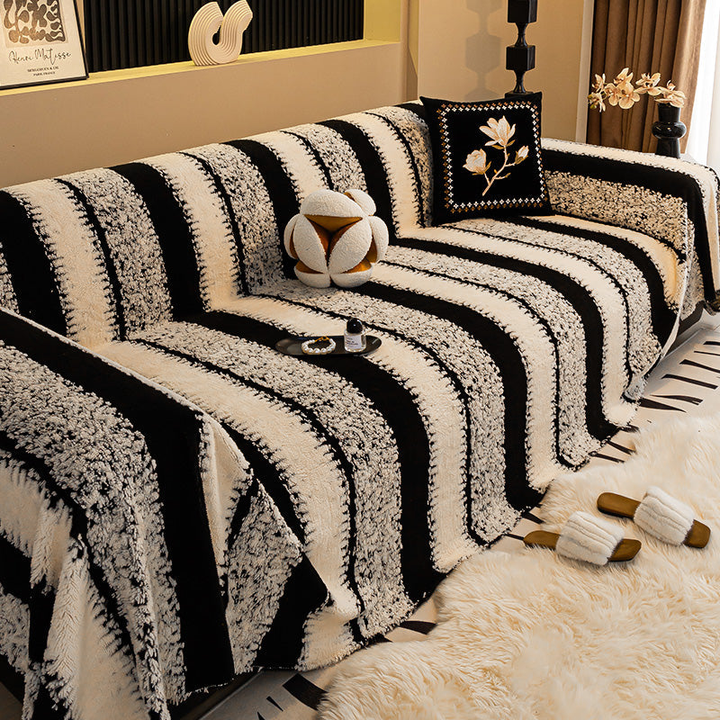 🛋️ ✨ Plush Sofa Throw - Extra Thick & Non-Slip Blanket with Elastic Edges 🍂❄️