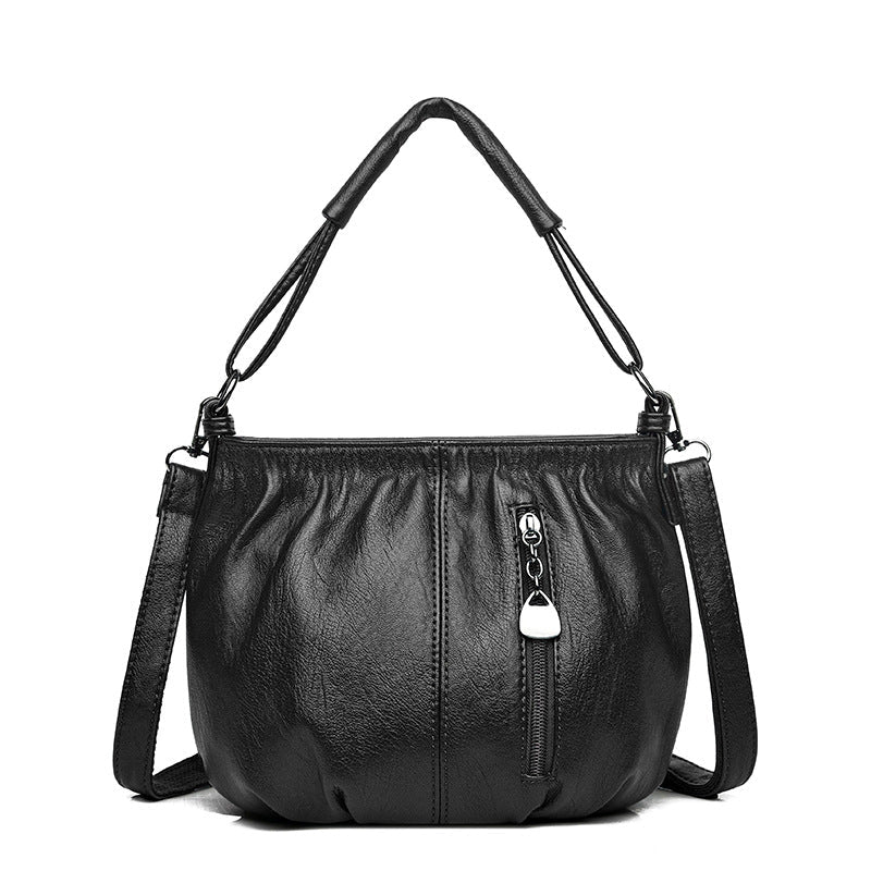 Wrinkled Design Soft Leather Bag 👜✨