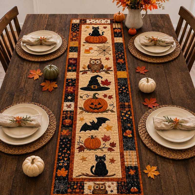 🎃 Halloween Quilted Table Runner – Cozy Fall Decor in Seconds