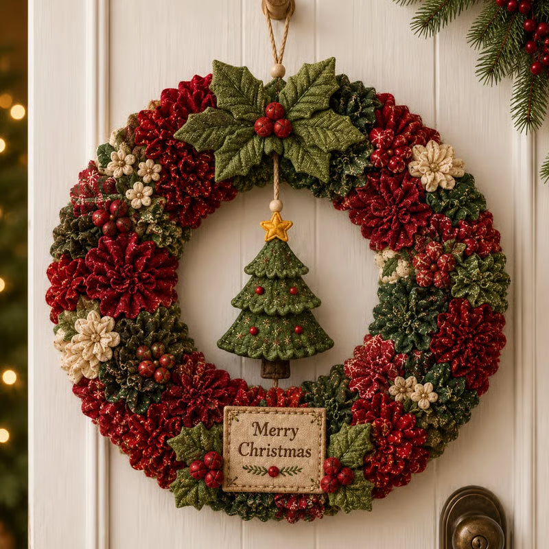 🏆Limited Time Sale 50% OFF🎁🎄 3D Fabric Poke Wreath DIY Kit