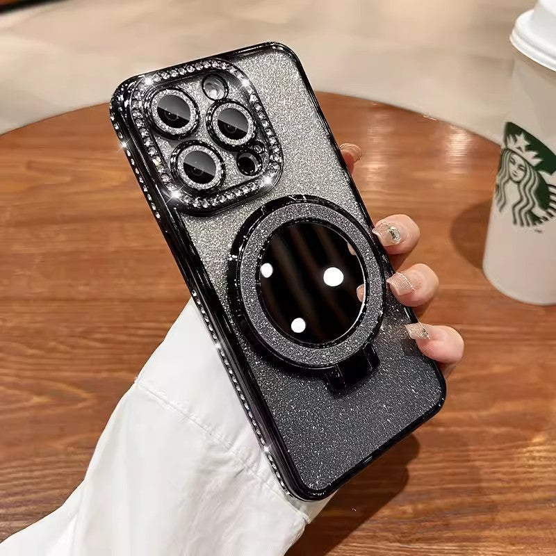 📲✨Gradient Glitter Holder Makeup Mirror Protective Case