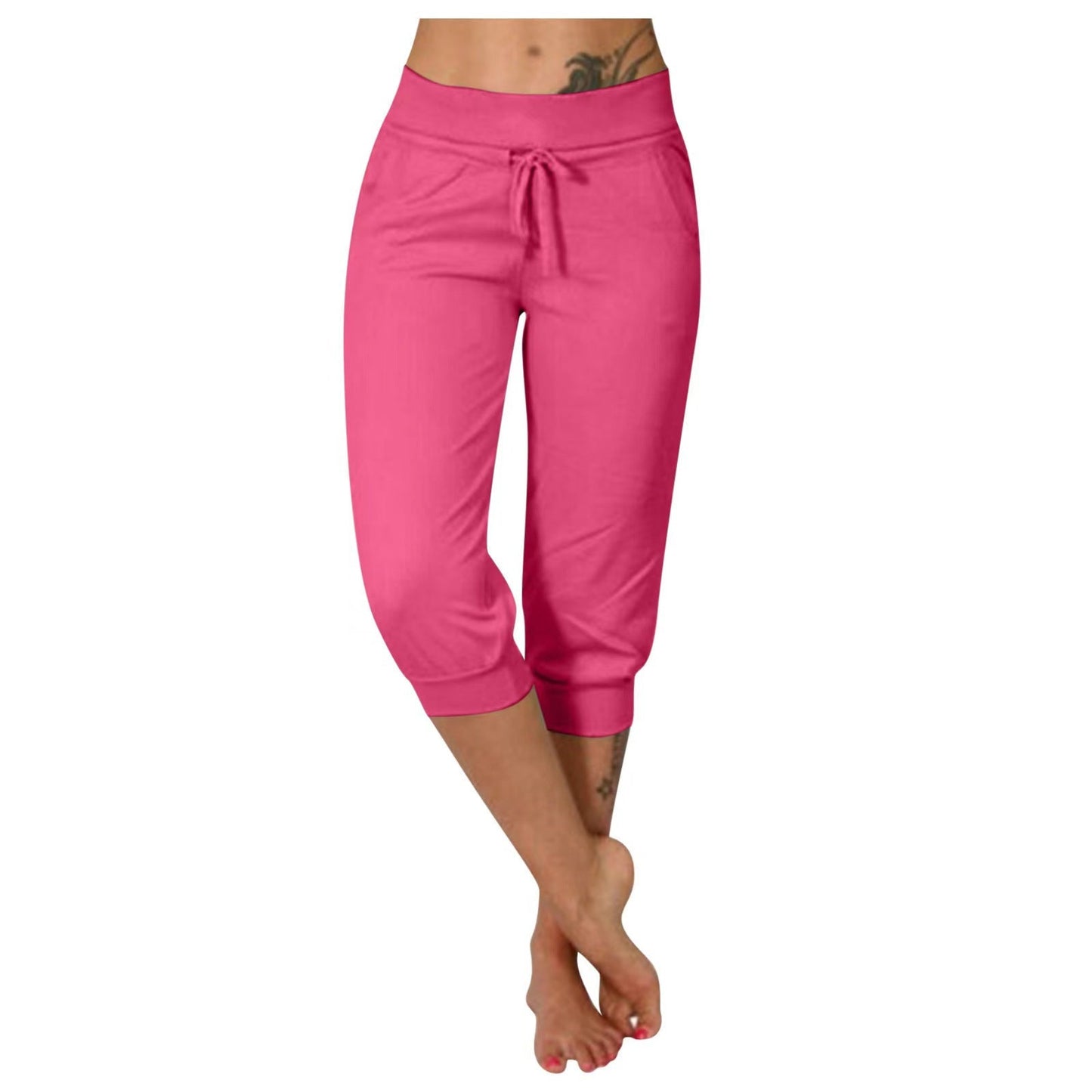 Drawstring Waist Cropped Sweatpants for Lounging