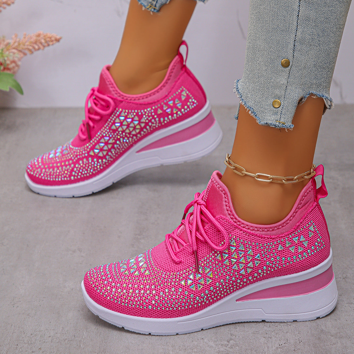 👟 50% OFF! ✨ Breathable mesh sneakers with rhinestone embellishments – Sparkling design, lightweight ventilation & non-slip sole 💎