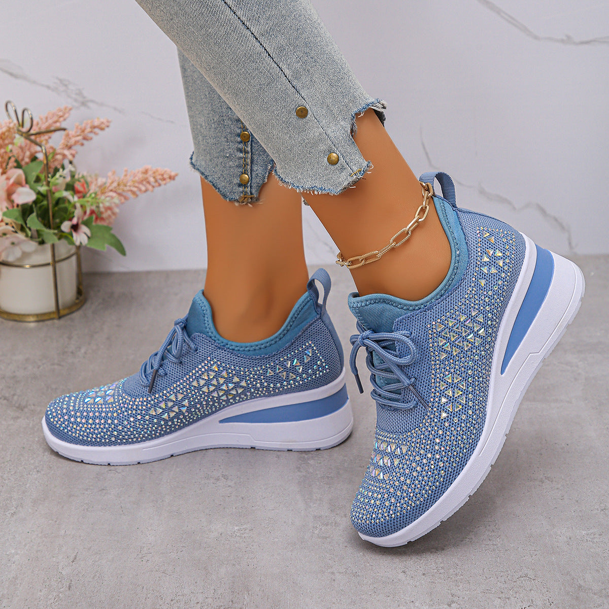 👟 50% OFF! ✨ Breathable mesh sneakers with rhinestone embellishments – Sparkling design, lightweight ventilation & non-slip sole 💎