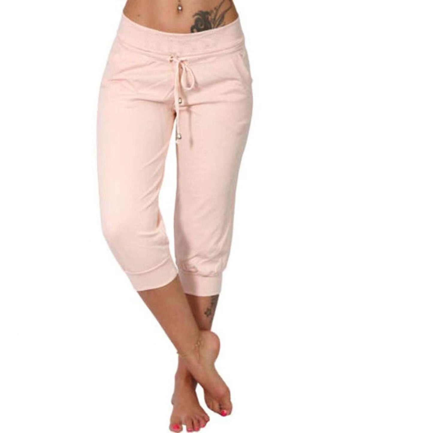 Drawstring Waist Cropped Sweatpants for Lounging