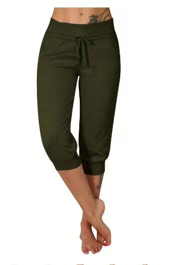 Drawstring Waist Cropped Sweatpants for Lounging