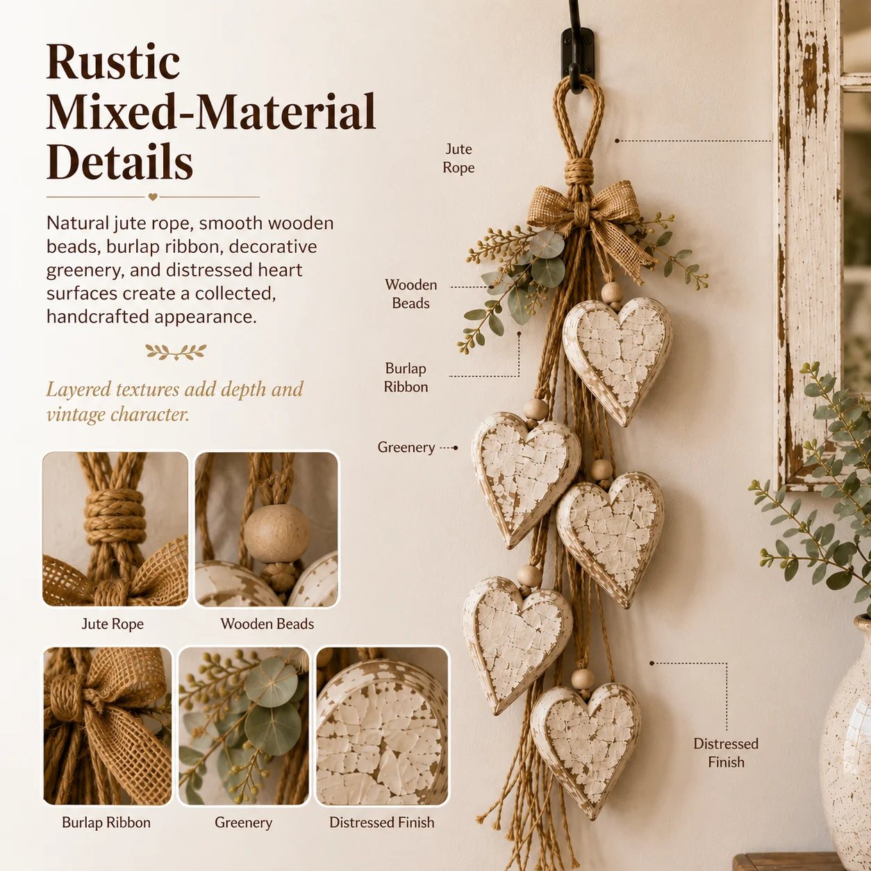 🍂🤎Wall decoration: Heart to hang up