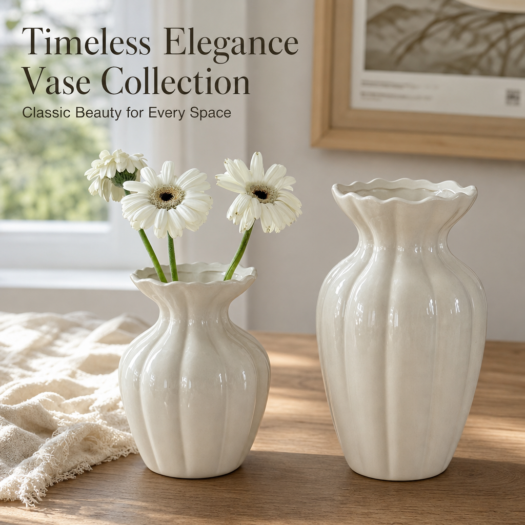 🤍 Luxury Cream-Style Ceramic Vase