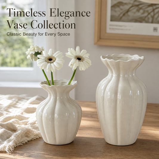 🤍 Luxury Cream-Style Ceramic Vase