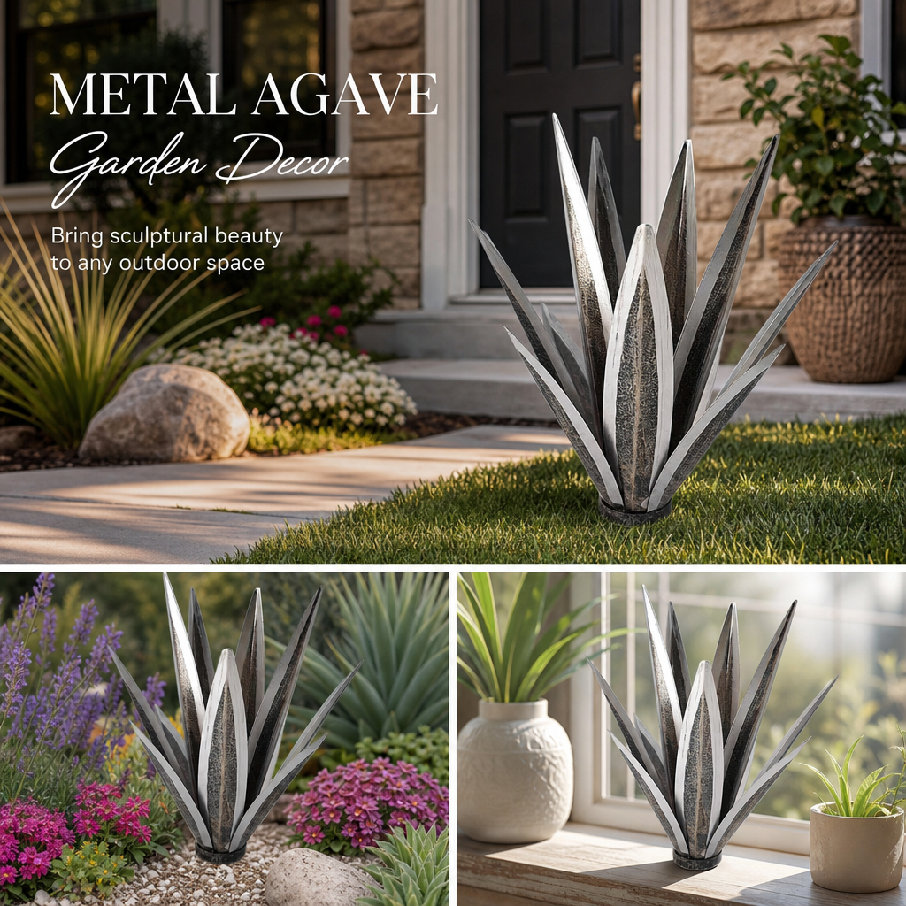 🌵 Rustic Metal Agave Garden Sculpture