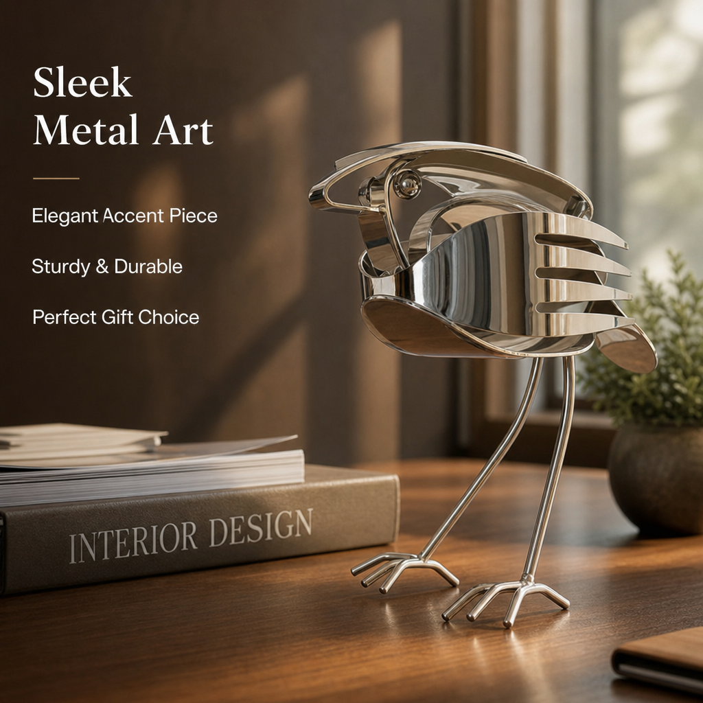 Handcrafted Scrap Metal Robin Sculpture - Unique Metal Bird Art Decor