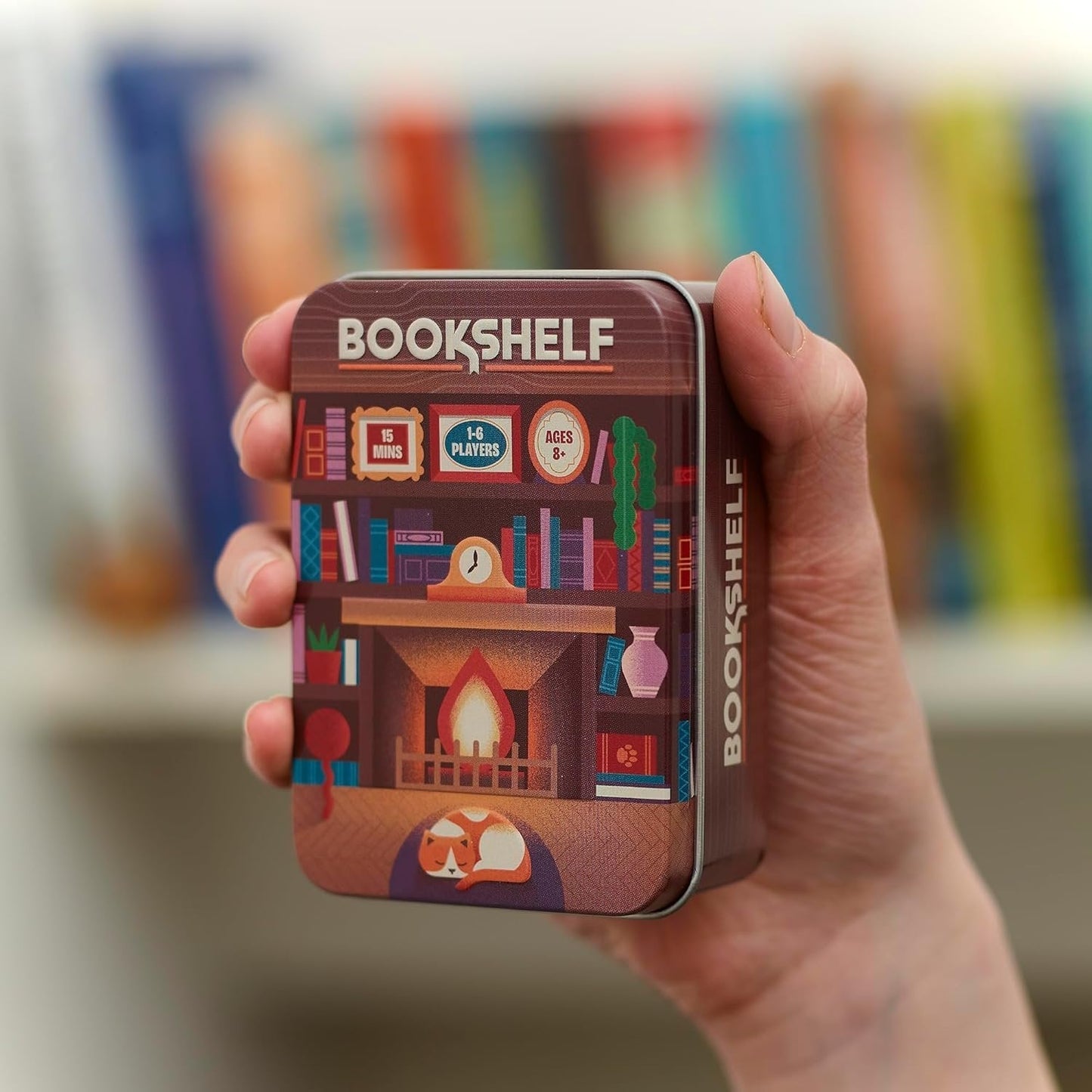 Bookshelf Cooperative Stacking Game | Skill & Balance Card and Book Tower Game in Travel Tin