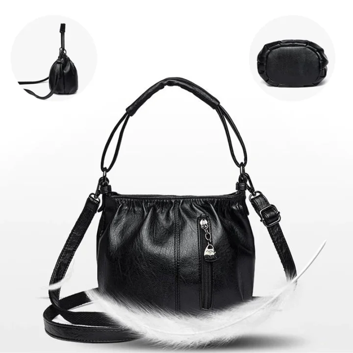 Wrinkled Design Soft Leather Bag 👜✨