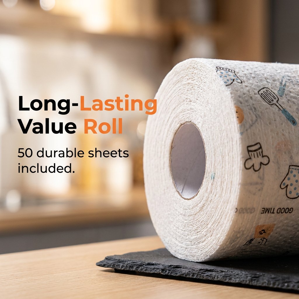 🔥 Roll of 50 reusable cleaning wipes – Wash, reuse and clean more for less 🌿