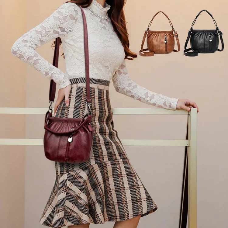 Wrinkled Design Soft Leather Bag 👜✨