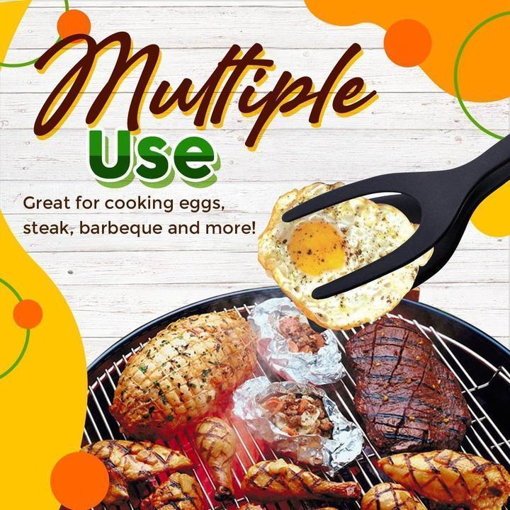 🥘 LIMITED-TIME 50% OFF! 🍳 2-in-1 Grip Flip Tongs with Silicone Tips – Non-Scratch, Non-Stick, Heat-Resistant ✨