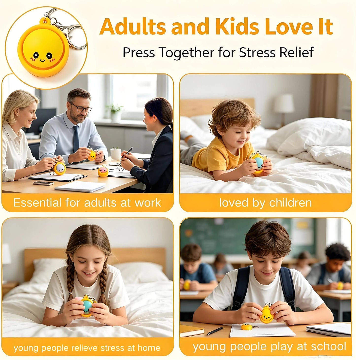 🔥  Cute Dumpling Pressable Fidget Keychain - touch sensing light