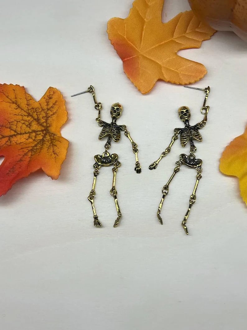 Gold Skeleton Earrings/Gold Skeleton Earrings