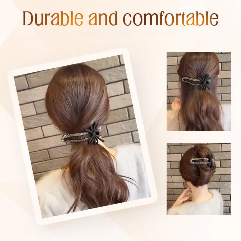 Sparkling elegant black bow hair clips