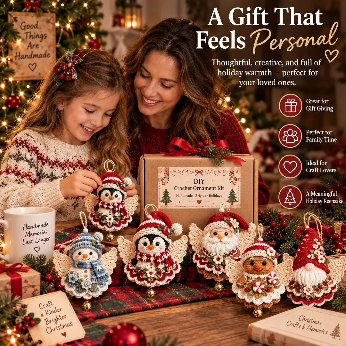 🔥LAST DAY 50% OFF - 🎄DIY Crochet Christmas Angel Ornament Kit – Make, Hang & Treasure✨