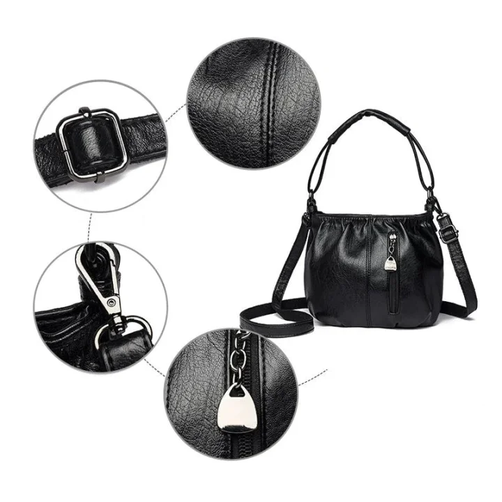 Wrinkled Design Soft Leather Bag 👜✨