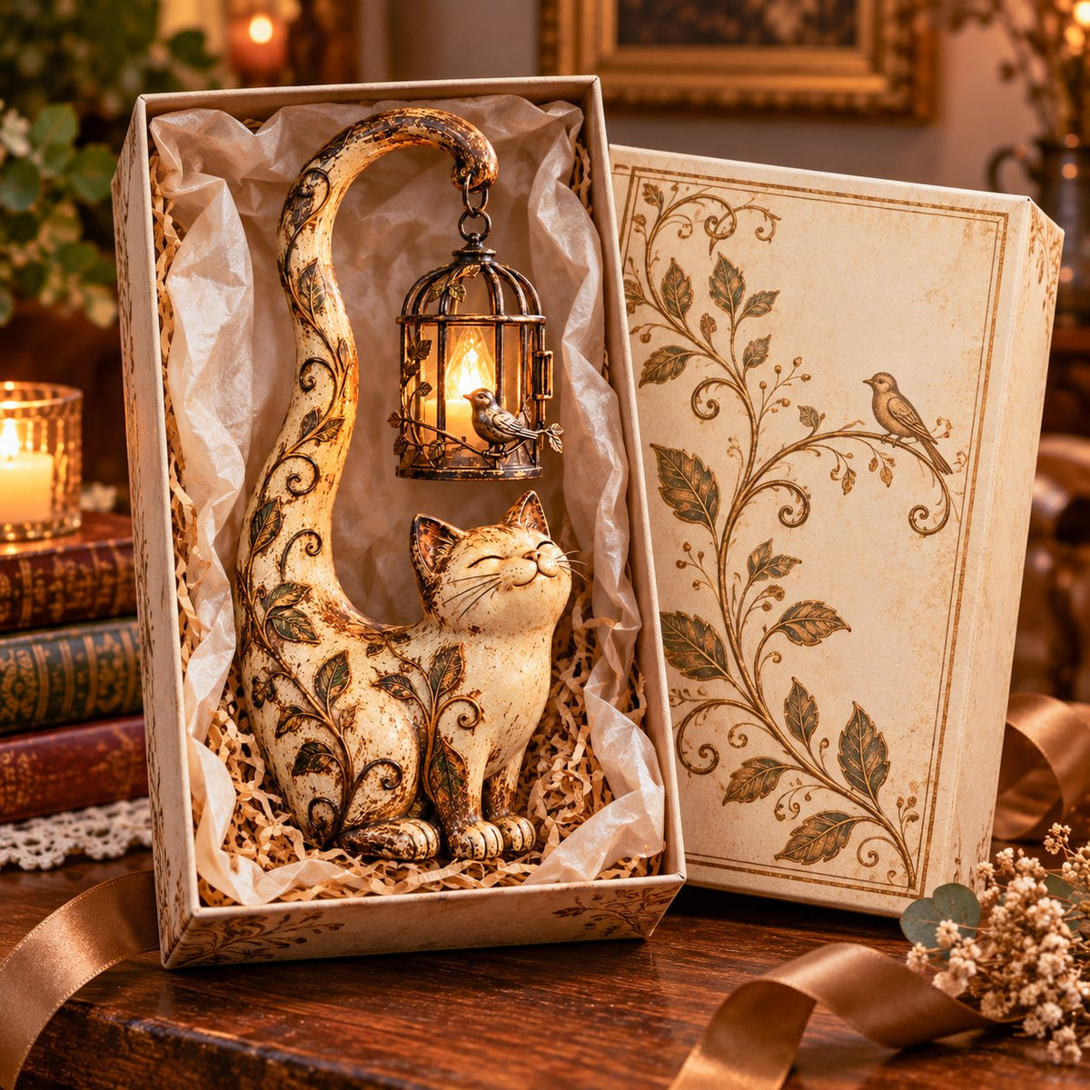🐈‍⬛Vintage Cat Lantern Sculpture Lamp - A Little Guardian of Warmth, Memories & Cozy Corners✨