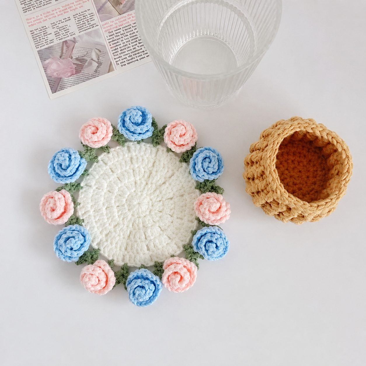 Hand Knitted Lily Of The Valley Coaster