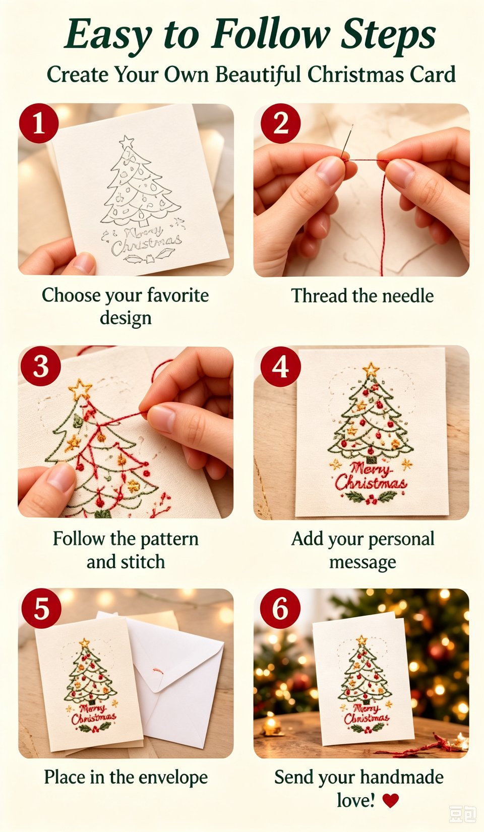 🌲Christmas Hand Embroidery Card DIY Kit | Stitch Your Way Into the Christmas Spirit ✨ 🎁