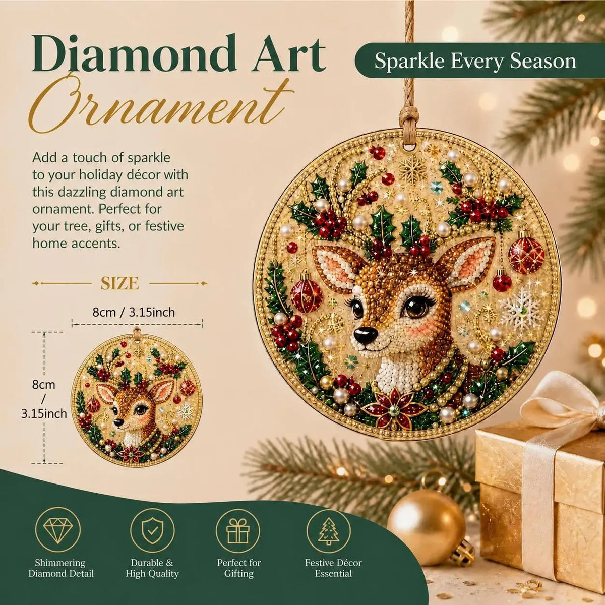 Christmas DIY Diamond Painting Ornaments Kit – Xmas Tree Hanging Craft Decoration