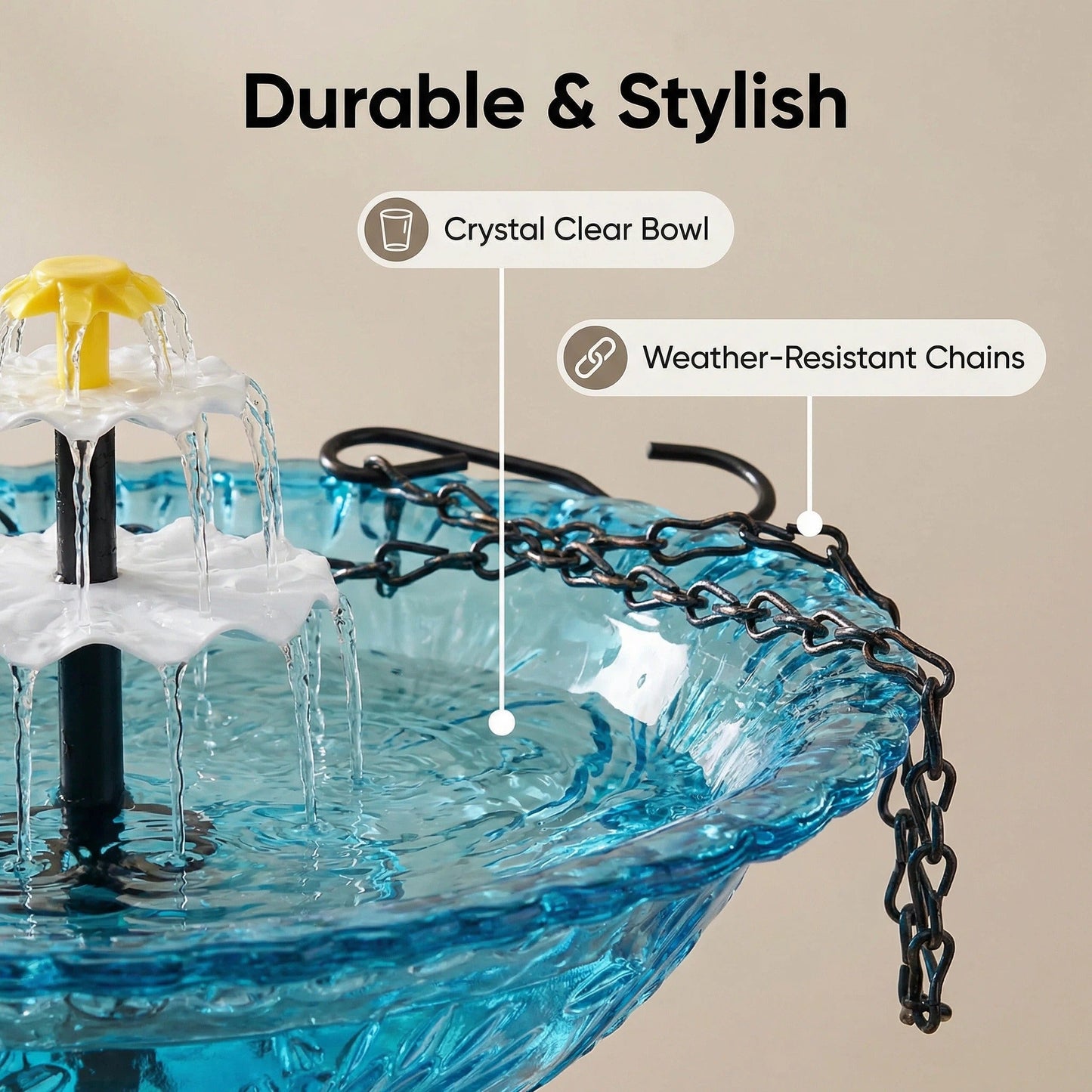 Solar Cascade Hanging Birdbath Fountain