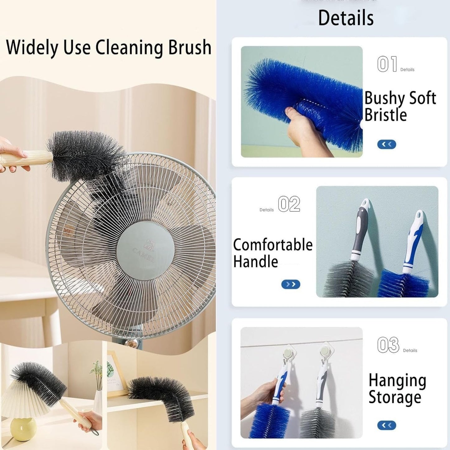 Flexible Fan Dusting Brush Non-Disassembly Fan Cleaning Brush