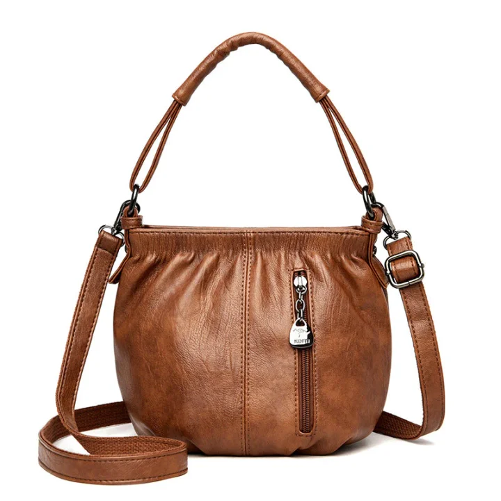 Wrinkled Design Soft Leather Bag 👜✨