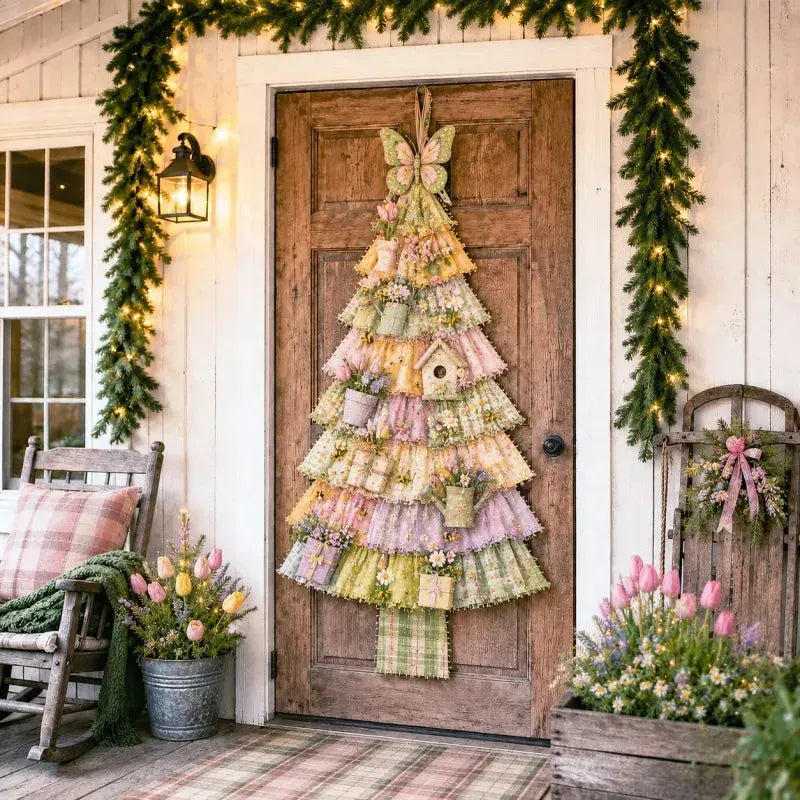 🎄 DIY Patchwork Christmas Tree Door Hanger | Rustic Christmas Decoration