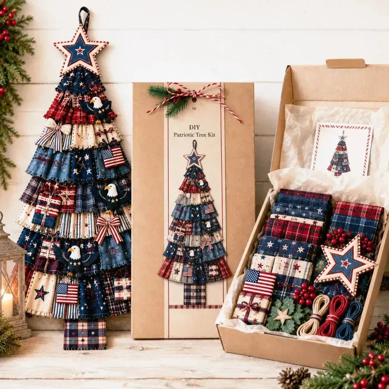 🎄 DIY Patchwork Christmas Tree Door Hanger | Rustic Christmas Decoration