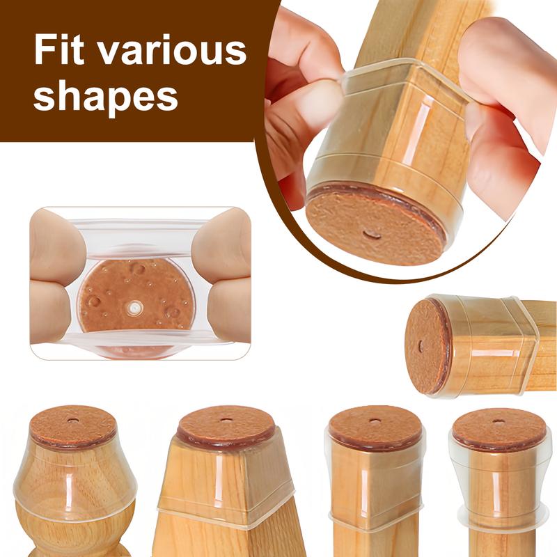 Chair leg caps with felt pads