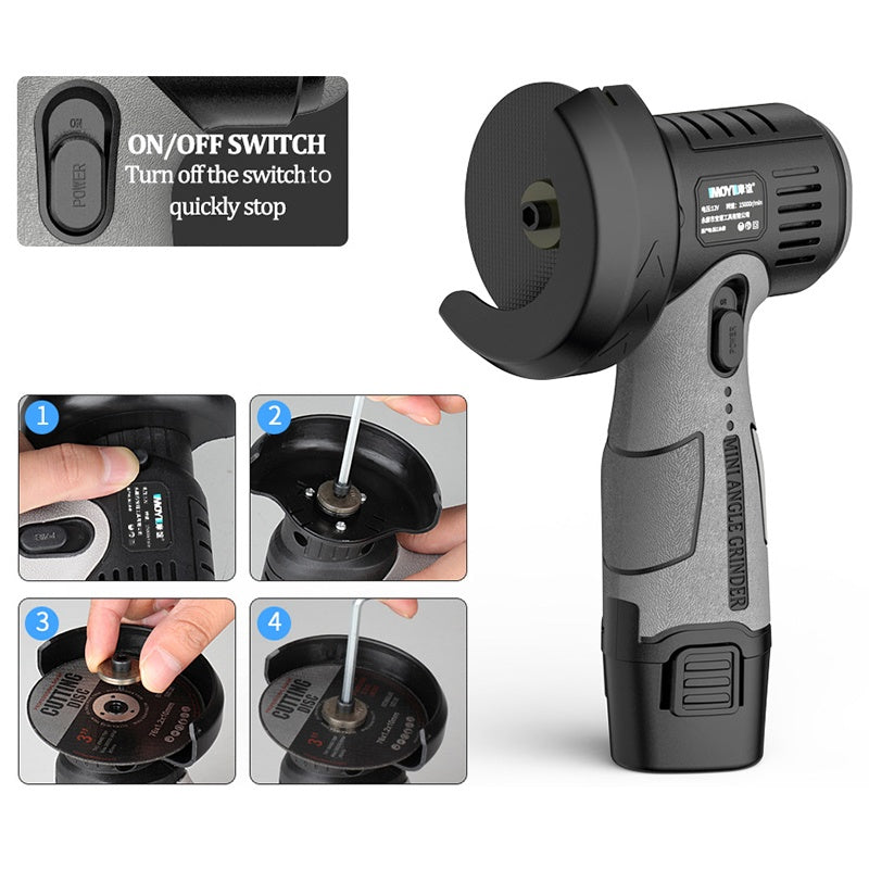 ⏳🧰12V Mini Angle Grinder with Cutting Disc