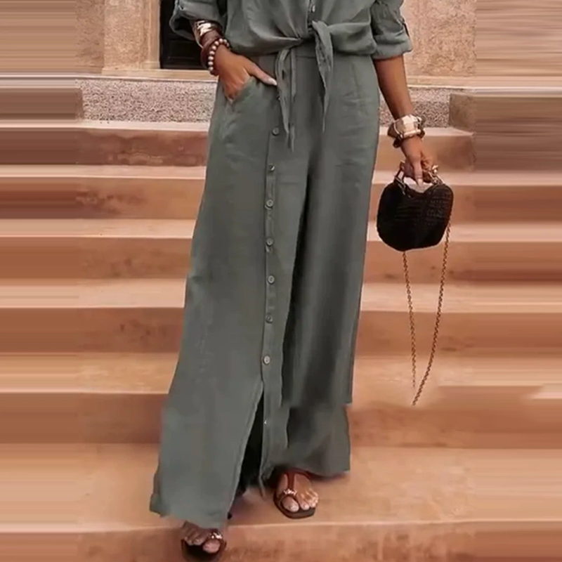 Elegant single-color 2-piece set for women
