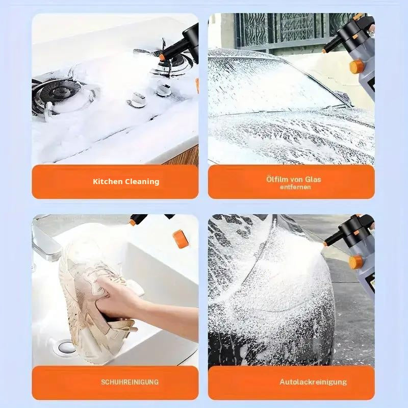 Electric car wash foam gun, handheld high-pressure cleaner, multifunctional, large capacity, long battery life, for cars, kitchen, household cleaning