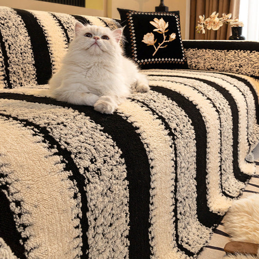 🛋️ ✨ Plush Sofa Throw - Extra Thick & Non-Slip Blanket with Elastic Edges 🍂❄️