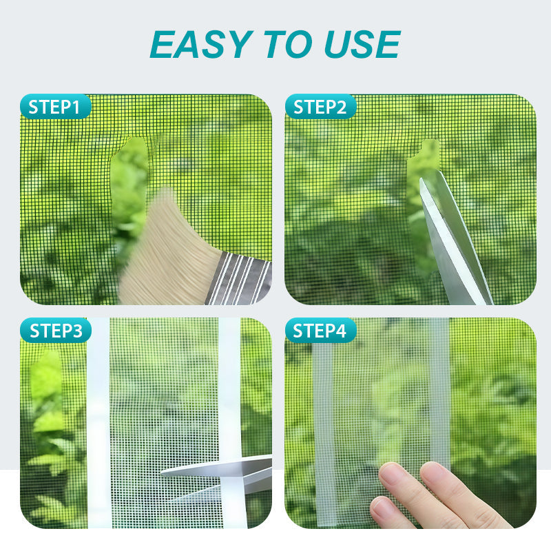 Self-adhesive DIY repair tape for window screen