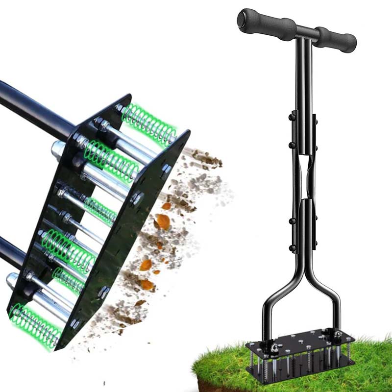 LAWN AERATOR! 💎 Auto-Clean Spikes for Lush Grass & Easy Soil Loosening 🌱🛠️