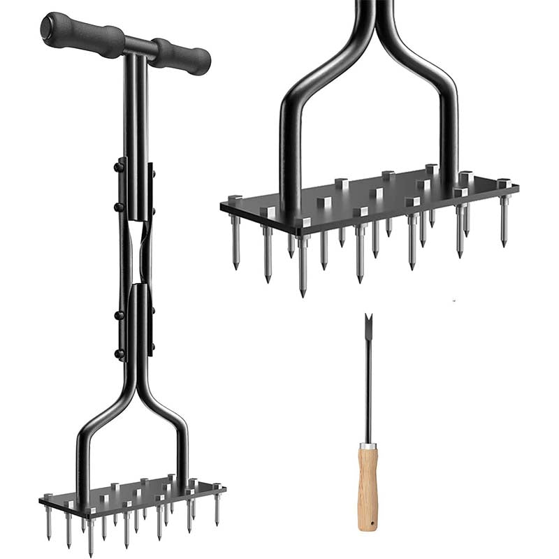 LAWN AERATOR! 💎 Auto-Clean Spikes for Lush Grass & Easy Soil Loosening 🌱🛠️