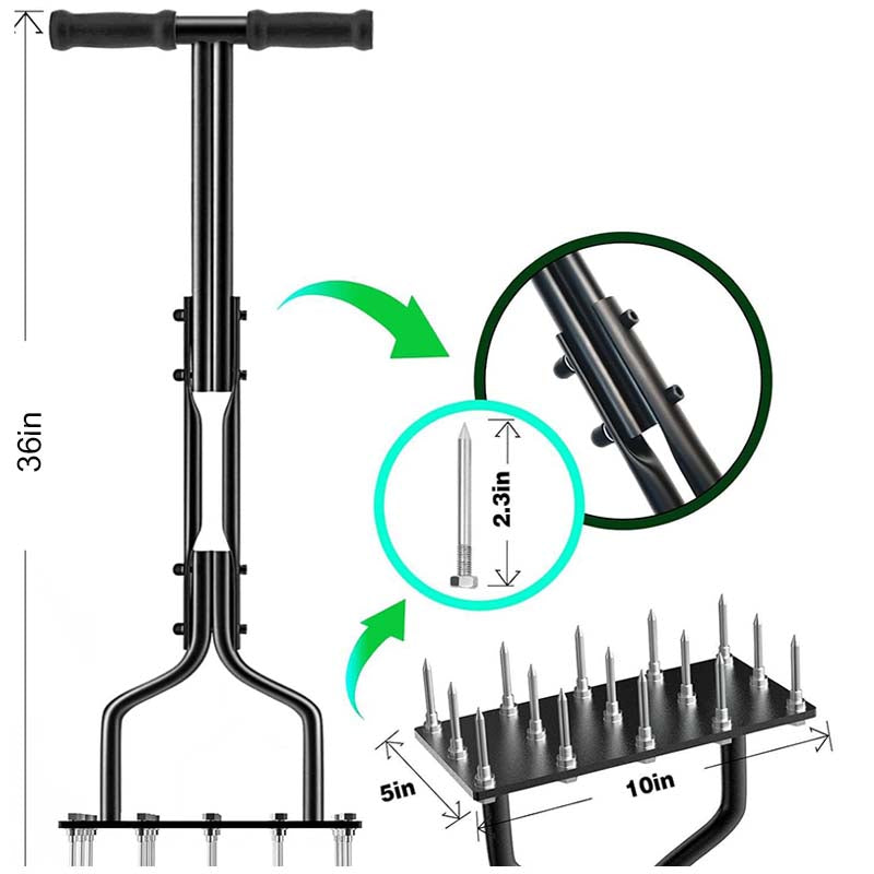 LAWN AERATOR! 💎 Auto-Clean Spikes for Lush Grass & Easy Soil Loosening 🌱🛠️