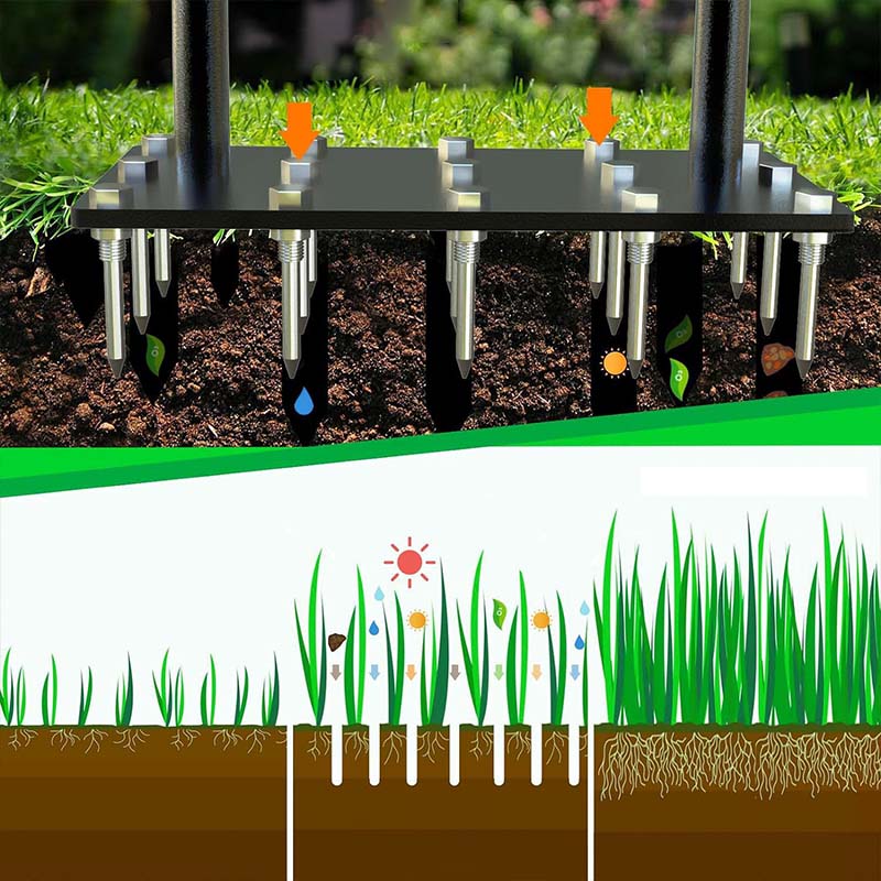 LAWN AERATOR! 💎 Auto-Clean Spikes for Lush Grass & Easy Soil Loosening 🌱🛠️