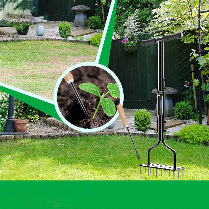 LAWN AERATOR! 💎 Auto-Clean Spikes for Lush Grass & Easy Soil Loosening 🌱🛠️