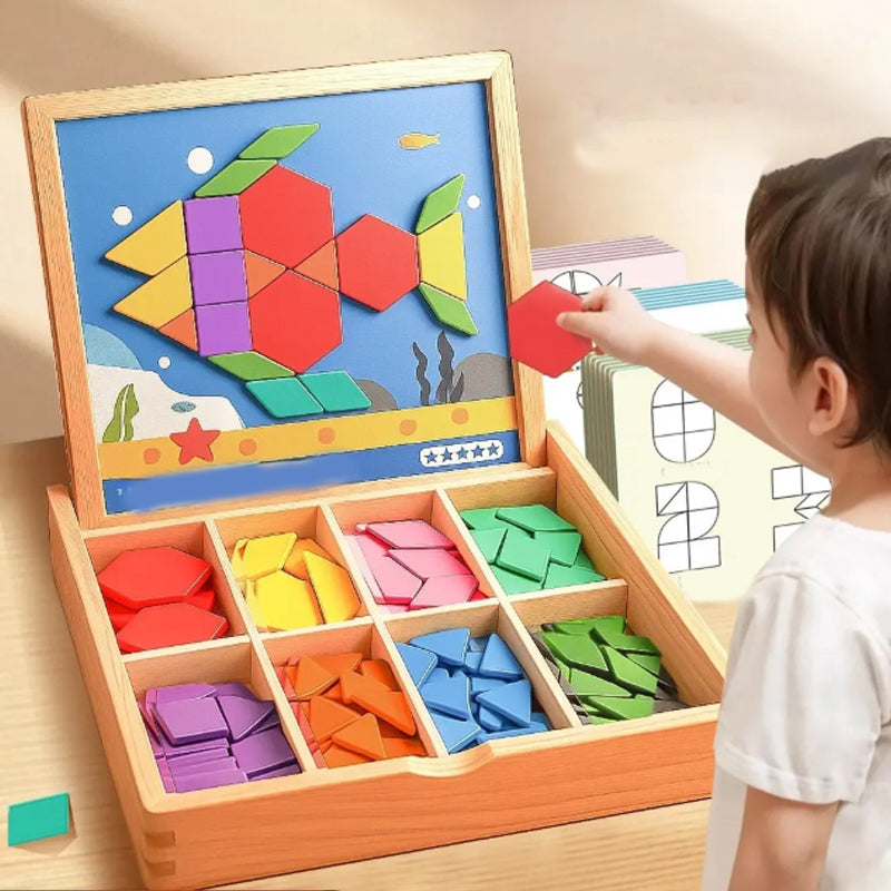 🎁Early Christmas sale 50% OFF🔥Magnetic wooden puzzle with pattern blocks🧩