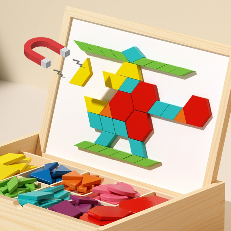 🎁Early Christmas sale 50% OFF🔥Magnetic wooden puzzle with pattern blocks🧩