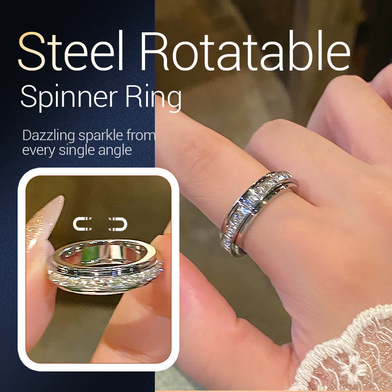 💖Black Friday Mega Deal – 50% off!💖Rotating spinner ring made of titanium steel with zirconia